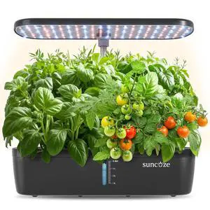 Hydroponics Growing System Kit 12 Pods, Indoor herb Garden with 20W LED Grow Light, Visible Water Tank with Pump, 2.2"-12.4" Adjustable Height Indoor Gardening System, Gardening Gifts, Black Hydroponics Growing System Kit 12 Pods, Indoor herb Garden with 20W LED Grow Light, Visible Water Tank with Pump, 2.2"-12.4" Adjustable Height Indoor Gardening System, Gardening Gifts, Black