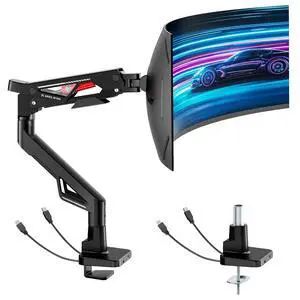 Premium Monitor Arm, Ultrawide Monitor Stand up to 57 and 66 Lbs, Gas Sprinq Monitor Mount with USB, Height Adjustable Arms Monitor Stand, Various VESA Mount with Clamp/Grommet Base Premium Monitor Arm, Ultrawide Monitor Stand up to 57 and 66 Lbs, Gas Sprinq Monitor Mount with USB, Height Adjustable Arms Monitor Stand, Various VESA Mount with Clamp/Grommet Base