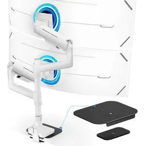 Vertical Dual Monitor Arm & Steel Monitor Mount Reinforcement Plate for 49'' and 44 Lbs Ultrawide Screen Vertical Dual Monitor Arm & Steel Monitor Mount Reinforcement Plate for 49'' and 44 Lbs Ultrawide Screen