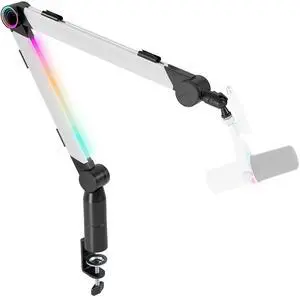 Aluminum Microphone Boom Arm with RGB Light and Volume Control, Adjustable Mic Arm Desk Mount with 3/8 to 5/8 Screw Adapter, Suspension Scissor Mic Stand for Gaming Streaming Podcasting Aluminum Microphone Boom Arm with RGB Light and Volume Control, Adjustable Mic Arm Desk Mount with 3/8 to 5/8 Screw Adapter, Suspension Scissor Mic Stand for Gaming Streaming Podcasting