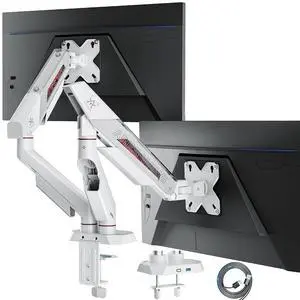 Heavy Duty Dual Monitor Arm, Fully Adjustable Monitor Mount for 17-35 Inch Flat Curved Ultrawide Screens Up to 26.5lbs with USB A/C, C-Clamp & Grommet Base, 75/100 Vesa Mount, White Heavy Duty Dual Monitor Arm, Fully Adjustable Monitor Mount for 17-35 Inch Flat Curved Ultrawide Screens Up to 26.5lbs with USB A/C, C-Clamp & Grommet Base, 75/100 Vesa Mount, White