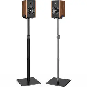 Height-Adjustable Speaker Stands Pair, Black | Height Adjustable from 33.4" to 44", 11LBS Capacity, Surround Sound Speaker Stands, Cable Management, 1 Pair Height-Adjustable Speaker Stands Pair, Black | Height Adjustable from 33.4" to 44", 11LBS Capacity, Surround Sound Speaker Stands, Cable Management, 1 Pair