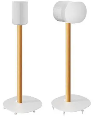 Speaker Stands Pair for SONOS Era 100 and Era 300,11LBS Capacity,30.6" Fixed Height Floor Stand with Cable Management,Large Base with Two Feet Avaliable,Wooden Speaker Mount,White Speaker Stands Pair for SONOS Era 100 and Era 300,11LBS Capacity,30.6" Fixed Height Floor Stand with Cable Management,Large Base with Two Feet Avaliable,Wooden Speaker Mount,White