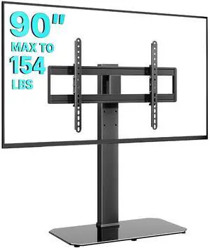 Universal TV Stand Swivel 43-90'' TVs, Holds 154 lbs, Height Adjustable Large Table top tv Stand, VESA MAX 600x400mm Universal TV Stand Swivel 43-90'' TVs, Holds 154 lbs, Height Adjustable Large Table top tv Stand, VESA MAX 600x400mm