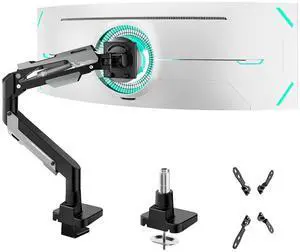 Heavy Duty Single Monitor Arm - Gas Spring Aluminum Monitor Mount for 24"-57" Ultrawide Screens up to 66 lbs with Clamp/Grommet Desk Mount, 75/100/200 Vesa Mount, Black Heavy Duty Single Monitor Arm - Gas Spring Aluminum Monitor Mount for 24"-57" Ultrawide Screens up to 66 lbs with Clamp/Grommet Desk Mount, 75/100/200 Vesa Mount, Black