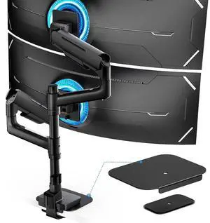 Vertical Dual Monitor Arm & Steel Monitor Mount Reinforcement Plate for 49'' and 44 Lbs Ultrawide Screen Vertical Dual Monitor Arm & Steel Monitor Mount Reinforcement Plate for 49'' and 44 Lbs Ultrawide Screen