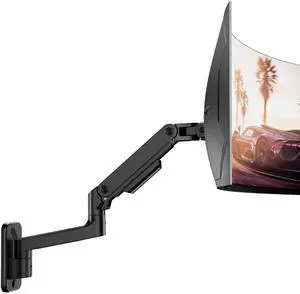 Wall Mount Monitor Arm for 17-49 Inch Ultrawide Screens, Heavy Duty Single Monitor Mount Holds 44 lbs, Fully Adjustable Gas Spring Wall Mount, 75x75/100x100 VESA Mount, Black Wall Mount Monitor Arm for 17-49 Inch Ultrawide Screens, Heavy Duty Single Monitor Mount Holds 44 lbs, Fully Adjustable Gas Spring Wall Mount, 75x75/100x100 VESA Mount, Black