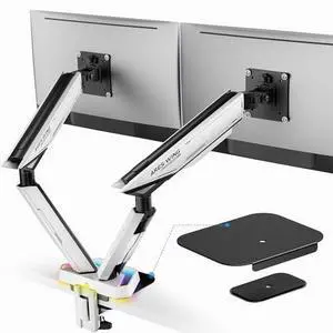 RGB Dual Monitor Arm & Steel Monitor Mount Reinforcement Plate for 17-38'' and 35.2 Lbs Ultrawide Screen RGB Dual Monitor Arm & Steel Monitor Mount Reinforcement Plate for 17-38'' and 35.2 Lbs Ultrawide Screen