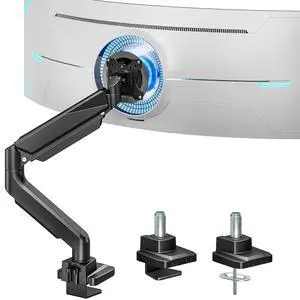 Ultrawide Monitor Arm, Heavy Duty Single Monitor Mount for 13"-49" Curved Screens, Adjustable Stand for Desk with C-clamp & Grommet Base up to 40 LBS, Black Ultrawide Monitor Arm, Heavy Duty Single Monitor Mount for 13"-49" Curved Screens, Adjustable Stand for Desk with C-clamp & Grommet Base up to 40 LBS, Black