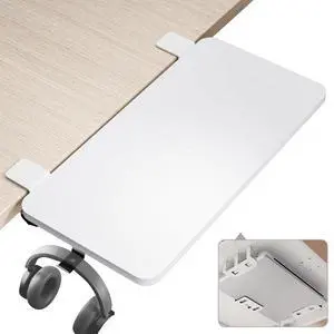 Desk Extender Tray, 24" x 12", with Laptop Holder, Medium, White | Desk Extension, Clamp on Desk Shelf, Clamp On Keyboard Tray for Office and Home, Workstation Organizer Desk Extender Tray, 24" x 12", with Laptop Holder, Medium, White | Desk Extension, Clamp on Desk Shelf, Clamp On Keyboard Tray for Office and Home, Workstation Organizer