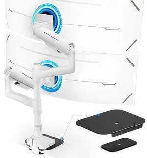 Vertical Dual Monitor Arm & Steel Monitor Mount Reinforcement Plate for 49'' and 44 Lbs Ultrawide Screen Vertical Dual Monitor Arm & Steel Monitor Mount Reinforcement Plate for 49'' and 44 Lbs Ultrawide Screen