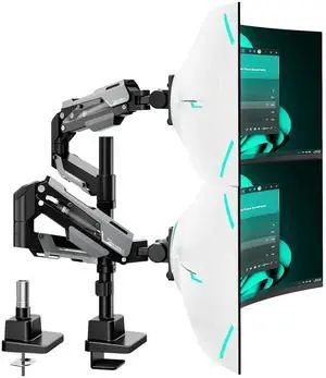 Vertical Dual Monitor Mount - 24-57" Aluminum Heavy Duty Monitor Arms for 2 Monitors, Fully Adjustable Gas Spring Stacked Monitor Stand with 75/100/200 Vesa Mount, Black Vertical Dual Monitor Mount - 24-57" Aluminum Heavy Duty Monitor Arms for 2 Monitors, Fully Adjustable Gas Spring Stacked Monitor Stand with 75/100/200 Vesa Mount, Black