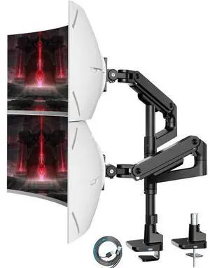 Tall Vertical Dual Ultrawide Monitor Mount with USB for 17-49'' Screen, Holds 44 Lbs, Computer Arms for 2 Screens with Gas Spring, Adjustable Double Monitor Stand for Desk, Black Tall Vertical Dual Ultrawide Monitor Mount with USB for 17-49'' Screen, Holds 44 Lbs, Computer Arms for 2 Screens with Gas Spring, Adjustable Double Monitor Stand for Desk, Black