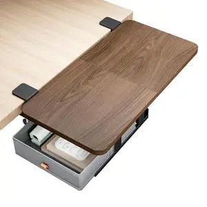 Desk Extender Tray, 24" x 12", with Storage Drawer, Medium, Walnut | Desk Extension, Clamp on Desk Shelf, Clamp On Keyboard Tray for Office and Home, Workstation Organizer Desk Extender Tray, 24" x 12", with Storage Drawer, Medium, Walnut | Desk Extension, Clamp on Desk Shelf, Clamp On Keyboard Tray for Office and Home, Workstation Organizer