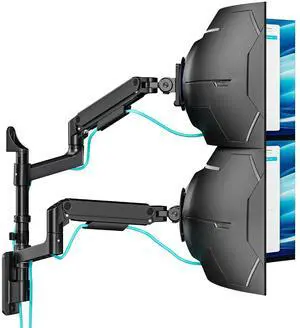 Dual Wall Mount Monitor Arm for 17-49" Ultrawide Screens, Heavy Duty Full Motion Gas Spring Wall Mount Stand Holds up to 44 LBS, Computer Monitor Mount Compatible with 75/100 VESA, Black Dual Wall Mount Monitor Arm for 17-49" Ultrawide Screens, Heavy Duty Full Motion Gas Spring Wall Mount Stand Holds up to 44 LBS, Computer Monitor Mount Compatible with 75/100 VESA, Black