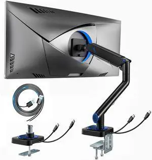 Monitor Arm for 17"-49", Ultrawide Single Monitor Mount Holds up to 44lbs, Heavy Duty Mechanical Spring Monitor Stand with USB, 75/100 VESA Mount with Clamp/Grommet Base, Black Monitor Arm for 17"-49", Ultrawide Single Monitor Mount Holds up to 44lbs, Heavy Duty Mechanical Spring Monitor Stand with USB, 75/100 VESA Mount with Clamp/Grommet Base, Black