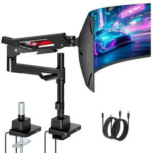 Heavy Duty Monitor Arm, Ultrawide Monitor Stand up to 57 and 66 Lbs, Gas Sprinq Monitor Mount with USB, Height Adjustable Arms Monitor Stand, Various VESA Mount with Clamp/Grommet Base Heavy Duty Monitor Arm, Ultrawide Monitor Stand up to 57 and 66 Lbs, Gas Sprinq Monitor Mount with USB, Height Adjustable Arms Monitor Stand, Various VESA Mount with Clamp/Grommet Base