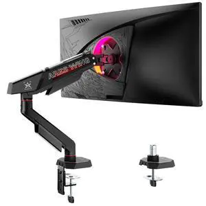 Single Monitor Arm for 17-40 Inch Flat Curved Ultrawide Screens Up to 26.5lbs, Fully Adjustable Single Monitor Mount, C-Clamp & Grommet Base, 75/100 Vesa Mount, Black Single Monitor Arm for 17-40 Inch Flat Curved Ultrawide Screens Up to 26.5lbs, Fully Adjustable Single Monitor Mount, C-Clamp & Grommet Base, 75/100 Vesa Mount, Black