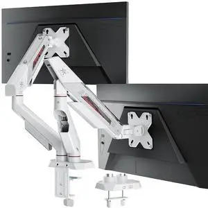 Dual Monitor Arm for 17-35 Inch Flat Curved Ultrawide Screens Up to 26.5lbs, Fully Adjustable Dual Monitor Mount, C-Clamp & Grommet Base, 75/100 Vesa Mount, White Dual Monitor Arm for 17-35 Inch Flat Curved Ultrawide Screens Up to 26.5lbs, Fully Adjustable Dual Monitor Mount, C-Clamp & Grommet Base, 75/100 Vesa Mount, White