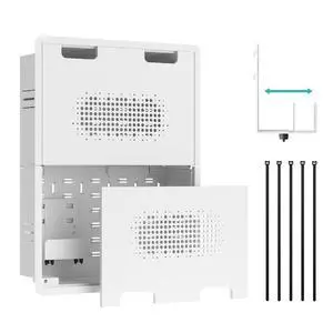 17" in-Wall Media Box,Recessed Outlet Wall Box,Structured Media Enclosure for One Connect & Network Switches, Works with Fire TV Stick & Samsung -Friendly Cable Management Kit 17" in-Wall Media Box,Recessed Outlet Wall Box,Structured Media Enclosure for One Connect & Network Switches, Works with Fire TV Stick & Samsung -Friendly Cable Management Kit