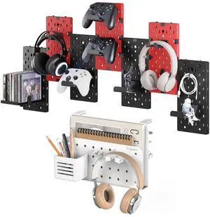 Desk Side Storage Organizer No Drill Under Desk Laptop Holder Bundle with 7 PCS Controller and Headphone Holder Wall Mount Desk Side Storage Organizer No Drill Under Desk Laptop Holder Bundle with 7 PCS Controller and Headphone Holder Wall Mount