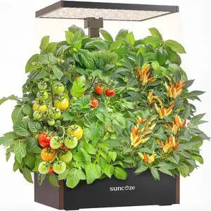 Hydroponics Growing System Kit, 20 Pods Indoor Herb Garden with 10L Large Tank & Adjustable Height 25", 30W LED Grow Light, LCD Display with Pump & Low Water Reminder, Black&Brown Hydroponics Growing System Kit, 20 Pods Indoor Herb Garden with 10L Large Tank & Adjustable Height 25", 30W LED Grow Light, LCD Display with Pump & Low Water Reminder, Black&Brown