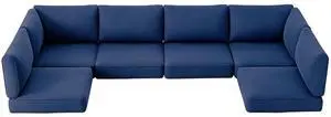 14-Piece Outdoor Cushion Set for 6-Seat Sectional Sofa, 25.6"x25.6" Couch Cushion Replacement for Patio Furniture, Splash-Proof & Fade-Resistant Patio Cushions for Backyard/Porch/Deck, Blue 14-Piece Outdoor Cushion Set for 6-Seat Sectional Sofa, 25.6"x25.6" Couch Cushion Replacement for Patio Furniture, Splash-Proof & Fade-Resistant Patio Cushions for Backyard/Porch/Deck, Blue