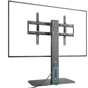 Universal TV Stand Swivel with Power Outlet for 43-90'' TVs, Holds 154 lbs, Height Adjustable Large Table Top TV Stand, VESA MAX 600x400mm Universal TV Stand Swivel with Power Outlet for 43-90'' TVs, Holds 154 lbs, Height Adjustable Large Table Top TV Stand, VESA MAX 600x400mm
