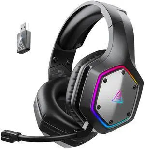 2.4GHz Wireless Gaming Headset for PS5,PS4,PC,Switch,Mobile,Mac, Bluetooth Gaming Headphones with ENC Microphone, RGB, 20ms Latency, 120H Battery, 7.1 Surround Sound, 3.5mm Cable Black Silver 2.4GHz Wireless Gaming Headset for PS5,PS4,PC,Switch,Mobile,Mac, Bluetooth Gaming Headphones with ENC Microphone, RGB, 20ms Latency, 120H Battery, 7.1 Surround Sound, 3.5mm Cable Black Silver