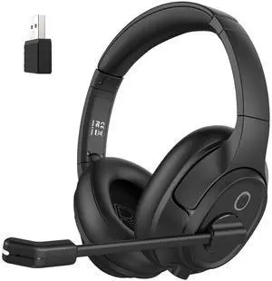 Bluetooth Headset for PC, Wireless Computer Headphone with AI-Powered Environmental Noise Cancelling Microphone & 2.4G USB Dongle, 55H Playtime, Over Ear Comfort Office Headset for Work, Laptop, Zoom Bluetooth Headset for PC, Wireless Computer Headphone with AI-Powered Environmental Noise Cancelling Microphone & 2.4G USB Dongle, 55H Playtime, Over Ear Comfort Office Headset for Work, Laptop, Zoom