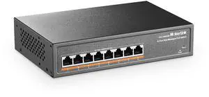8 Port PoE Gigabit Managed Switch, 8x100/1000Mbps PoE+ Port, IEEE802.3af/at, 120W Power Supply, L2 Smart Web Managed, Fanless Metal Ethernet Switch 8 Port PoE Gigabit Managed Switch, 8x100/1000Mbps PoE+ Port, IEEE802.3af/at, 120W Power Supply, L2 Smart Web Managed, Fanless Metal Ethernet Switch