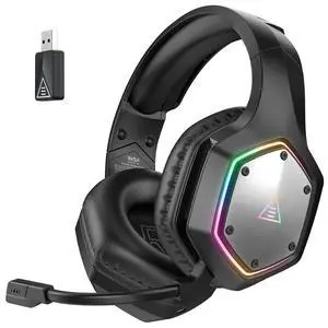 Wireless Gaming Headset for PC, PS5,PS4, Switch, Gaming Headphone with ENC Noise Cancelling Microphone, 7.1 Surround Sound, USB Computer Headset, 50mm Driver, 36H Battery, RGB Light Wireless Gaming Headset for PC, PS5,PS4, Switch, Gaming Headphone with ENC Noise Cancelling Microphone, 7.1 Surround Sound, USB Computer Headset, 50mm Driver, 36H Battery, RGB Light