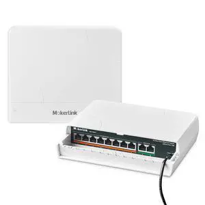 10 Port Outdoor PoE Switch, 8 PoE+ Ports, 2 Uplink, 10/100Mbps, 802.3af/at 120W, Weatherproof Fanless Unmanaged Plug and Play 10 Port Outdoor PoE Switch, 8 PoE+ Ports, 2 Uplink, 10/100Mbps, 802.3af/at 120W, Weatherproof Fanless Unmanaged Plug and Play