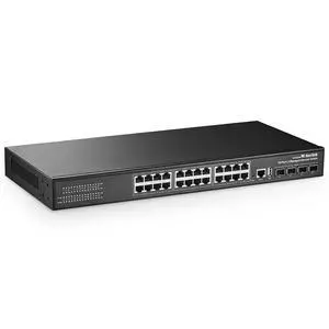 28 Port Gigabit Managed Switch, 24 Port GE, 4 x 10G SFP+ Uplink, 1 Console Port, 1 USB Port, L3 Smart Managed, Rackmount Fanless, DHCP QoS Vlan IGMP and Static Routing 28 Port Gigabit Managed Switch, 24 Port GE, 4 x 10G SFP+ Uplink, 1 Console Port, 1 USB Port, L3 Smart Managed, Rackmount Fanless, DHCP QoS Vlan IGMP and Static Routing