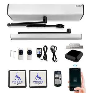 Voice Control Handicap Residential Door Opener,TUYA Smart WiFi Automatic Swing Door Closer with Smart WiFi Controller,Square Handicap Push Buttons and Fail Safety 550lbs Electric Strike Voice Control Handicap Residential Door Opener,TUYA Smart WiFi Automatic Swing Door Closer with Smart WiFi Controller,Square Handicap Push Buttons and Fail Safety 550lbs Electric Strike