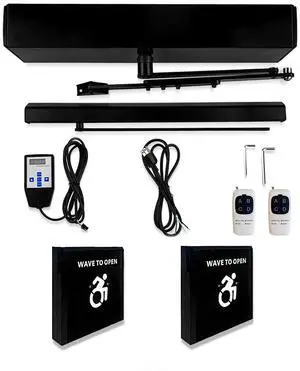 Automatic Handicap Door Opener with 2PCS Wired Square 4.53'' Infrared Touch Free Switch M-505B,Hand Wave Infrared Sensor to Open Door,Sensoring Distance Adjustable (Black) Automatic Handicap Door Opener with 2PCS Wired Square 4.53'' Infrared Touch Free Switch M-505B,Hand Wave Infrared Sensor to Open Door,Sensoring Distance Adjustable (Black)