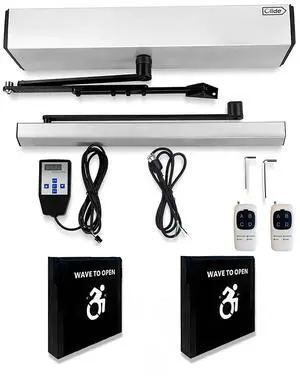 Automatic Handicap Door Opener with 2PCS Wired Square 4.53'' Infrared Touch Free Switch M-505B,Hand Wave Infrared Sensor to Open Door,Sensoring Distance Adjustable (Silver Grey) Automatic Handicap Door Opener with 2PCS Wired Square 4.53'' Infrared Touch Free Switch M-505B,Hand Wave Infrared Sensor to Open Door,Sensoring Distance Adjustable (Silver Grey)