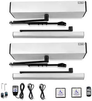 Automatic Dual Door Operator, Auto Open Doors Simultaneously with One Handicap Push Button, Parameters Adjustable via Hand Programmer, Max Loading Weight-264lbs Automatic Dual Door Operator, Auto Open Doors Simultaneously with One Handicap Push Button, Parameters Adjustable via Hand Programmer, Max Loading Weight-264lbs