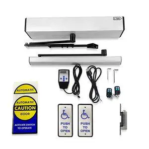 Electronic Automatic Swing Door Opener System with Wired Narrow Handicap Push Buttons Olide-515 and 550lbs Fail Safety Electric Strike Electronic Automatic Swing Door Opener System with Wired Narrow Handicap Push Buttons Olide-515 and 550lbs Fail Safety Electric Strike