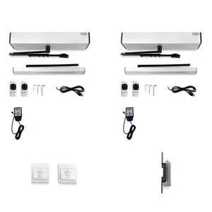 Double Swing Door Opener Operator Automatic with Electric Strike and Exit Buttons Double Swing Door Opener Operator Automatic with Electric Strike and Exit Buttons