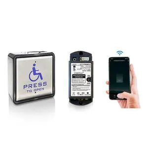 Handicap Door Single Push Button for ADA Auto Door,Compatible with Phone APP Alexa,Google Assistant,Wireless Handicap Push Button,Square 4.5'' Stainless Steel Panel Handicap Door Single Push Button for ADA Auto Door,Compatible with Phone APP Alexa,Google Assistant,Wireless Handicap Push Button,Square 4.5'' Stainless Steel Panel
