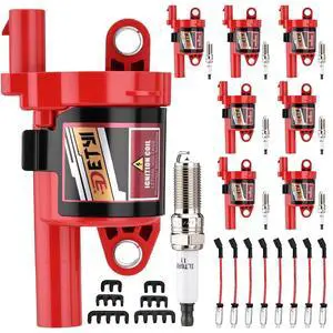 Set of 8 UF742 Round Ignition Coils with Iridium Spark Plugs and Wires - Compatible with Chevy Silverado 1500 Tahoe Suburban Camaro Cadillac CTS Escalade GMC Sierra Yukon 5.3L 6.2L V8 2014-2021 Set of 8 UF742 Round Ignition Coils with Iridium Spark Plugs and Wires - Compatible with Chevy Silverado 1500 Tahoe Suburban Camaro Cadillac CTS Escalade GMC Sierra Yukon 5.3L 6.2L V8 2014-2021