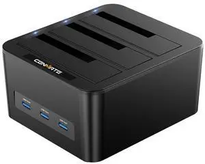 3 Bay Hard Drive Enclosure for 2.5/3.5" SATA HDD/SSD with USB A/C 3.0, Hard Drive Enclosure with 3 USB-A Ports Support Hot Swappable, Tool-Free HDD Enclosure 3 Bay Hard Drive Enclosure for 2.5/3.5" SATA HDD/SSD with USB A/C 3.0, Hard Drive Enclosure with 3 USB-A Ports Support Hot Swappable, Tool-Free HDD Enclosure