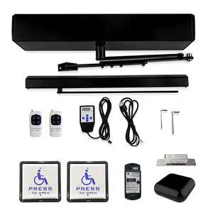 APP Control Automatic Door Opener,Black Handicap Door Opener WiFi TUYA,Compatible for Alexa,with Wireless Handicap Push Button and NO Electric Strike APP Control Automatic Door Opener,Black Handicap Door Opener WiFi TUYA,Compatible for Alexa,with Wireless Handicap Push Button and NO Electric Strike