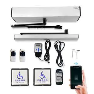 Automatic Door Closer,AC110V Input Power Door Opener,Workable with Siri,Alexa,Google Assistance,App Remote Control Automatic Door with Smart WiFi Receiver and Wireless Handicap Wall Buttons Automatic Door Closer,AC110V Input Power Door Opener,Workable with Siri,Alexa,Google Assistance,App Remote Control Automatic Door with Smart WiFi Receiver and Wireless Handicap Wall Buttons