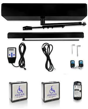 Automatic Handicap Door Openers Black Color+Hardwired Stainless Steel Handicap Push Buttons Automatic Handicap Door Openers Black Color+Hardwired Stainless Steel Handicap Push Buttons