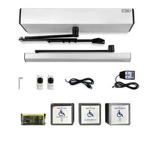 Automatic Swing Door Opener with Handicap Hand Wave Sensor Switches Kits for Washroom,Restroom,Toilet,Include Wired Hand Wave Sensor Open Switches Panel,Lock Panel and Controller (Silver) Automatic Swing Door Opener with Handicap Hand Wave Sensor Switches Kits for Washroom,Restroom,Toilet,Include Wired Hand Wave Sensor Open Switches Panel,Lock Panel and Controller (Silver)