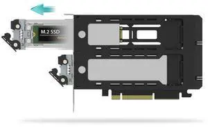 Removable 2 Bay M.2 NVMe SSD to PCIe 5.0 x8 Mobile Rack Enclosure/Adapter for PCIe Expansion Slot (PCIe Bifurcation Required) - ExpressSlot Elite MB842M5P-B Removable 2 Bay M.2 NVMe SSD to PCIe 5.0 x8 Mobile Rack Enclosure/Adapter for PCIe Expansion Slot (PCIe Bifurcation Required) - ExpressSlot Elite MB842M5P-B