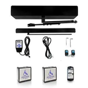Black Color Low Energy Handicap Auto Door Openers,Smart WiFi Door Opener+Wireless Stainless Steel Handicap Push Buttons with 2PCS Push Panels Black Color Low Energy Handicap Auto Door Openers,Smart WiFi Door Opener+Wireless Stainless Steel Handicap Push Buttons with 2PCS Push Panels