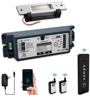 Door Access Control System,Remote Control Door,Compatible with Phone APP,Alexa,Google,with 2.4G Wireless Smart WiFi Built in Receiver+Electric Strike +FoB Key+Slimline Wireless Push Button Door Access Control System,Remote Control Door,Compatible with Phone APP,Alexa,Google,with 2.4G Wireless Smart WiFi Built in Receiver+Electric Strike +FoB Key+Slimline Wireless Push Button